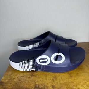 OOFOS OOahh Sport Slides Men's Size 10 Navy Blue Recovery